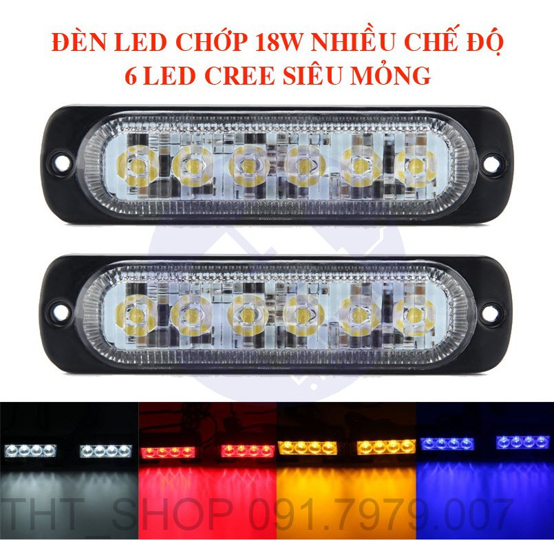 Đèn LED chiếu gầm, cảnh báo nguy hiểm cho xe tải, ô tô và xe máy - 6 LED siêu mỏng đủ màu sắc