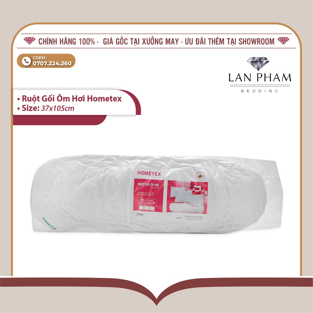 Gối Ôm Hơi Bông Gòn Hometex Kích Cỡ 37x105cm