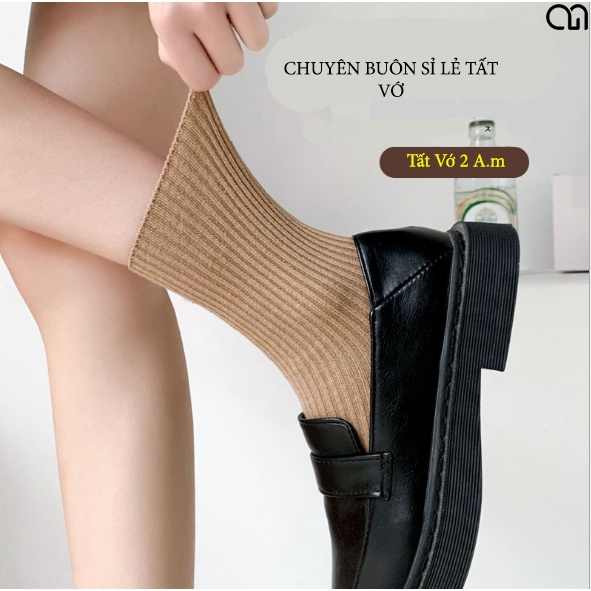 Tất Vớ Cổ Cao Nữ Sọc Trơn Nhiều Màu Thời Trang Unisex Style Hàn Quốc