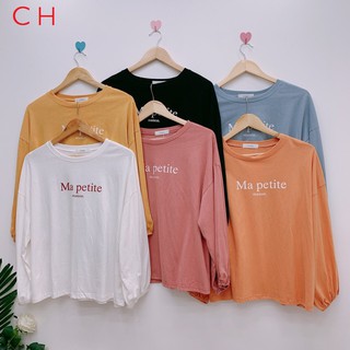  Áo thun dài tay thu đông chữ ngực chun tay phong cách Ulzzang chất cotton mềm mịn