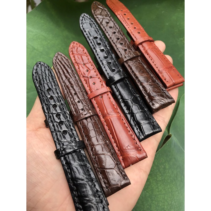 Dây đồng hồ da cá sấu size 18