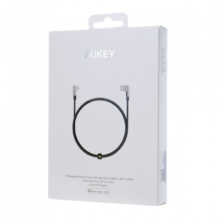 Dây Cáp Sạc Aukey Cb-Bal6 Bện Nylon 90 Độ Usb-A Sang Lightning 1.2m