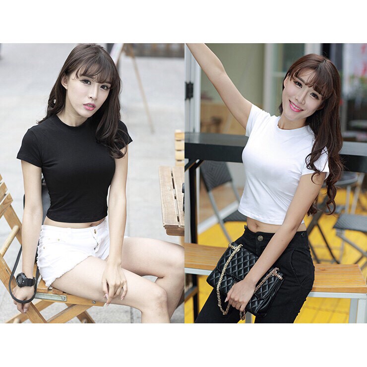Áo crotop cổ tròn, chất cotton cam kết đẹp