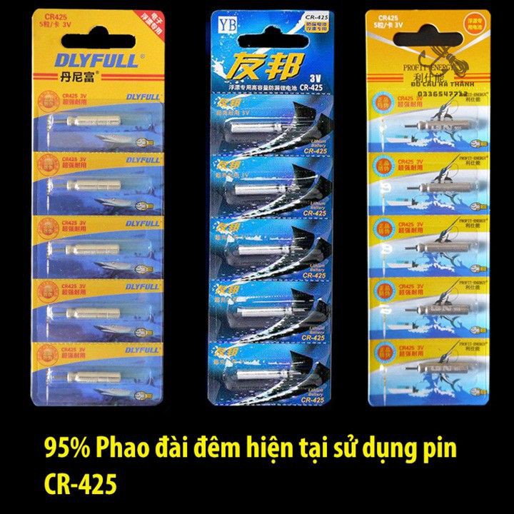 Pin Điện Tử CR-425 [ Vỉ 5 quả ] Chuyên lắp phao câu đài câu đêm PIN-CR-425