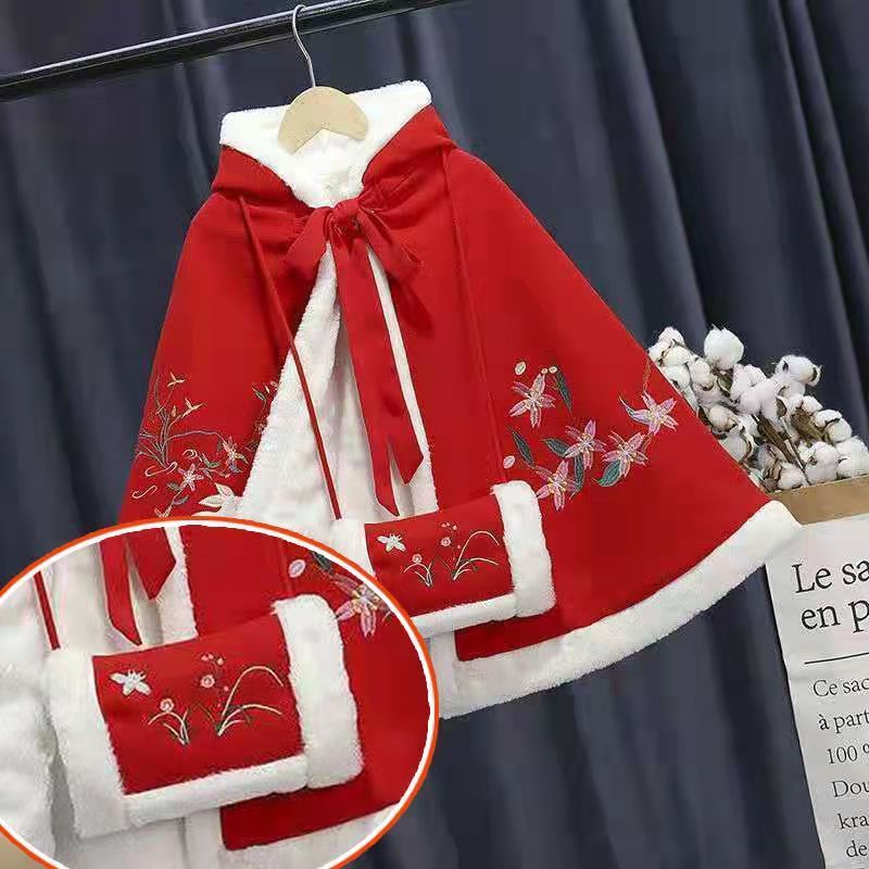 Áo Choàng Vải Lông Dày Ấm Áp Kiểu Hán Phục Năm Mới Thời Trang Mùa Thu Cho Bé Gái | BigBuy360 - bigbuy360.vn