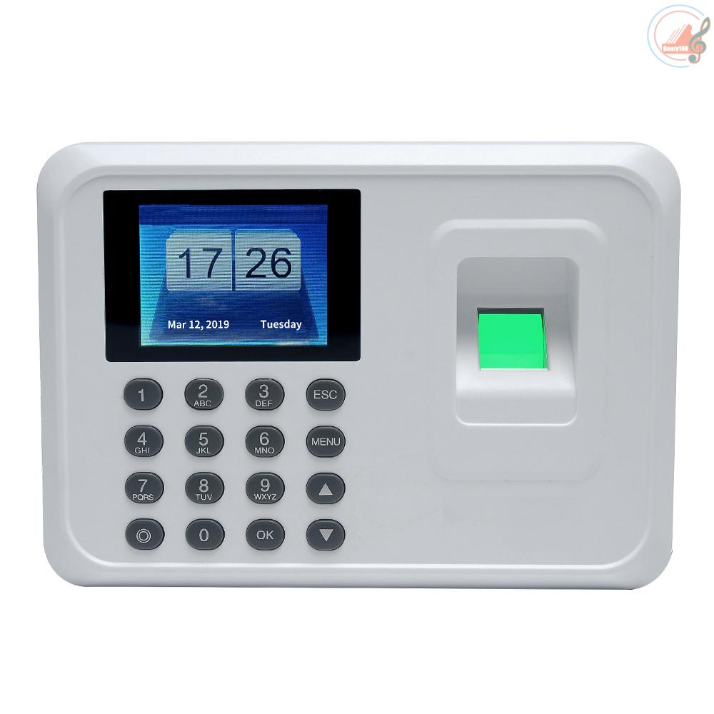 Intelligent Biometric Fingerprint Password Attendance Machine Employee Checking-in Recorder 2.4 inch TFT LCD Screen DC 5V Time Attendance Clock