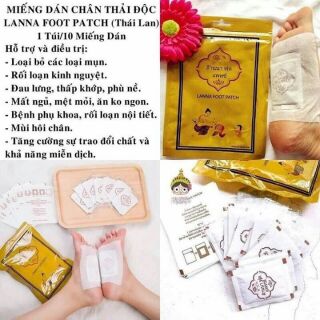 10 miếng dán thải độc chân LANNA thái lan