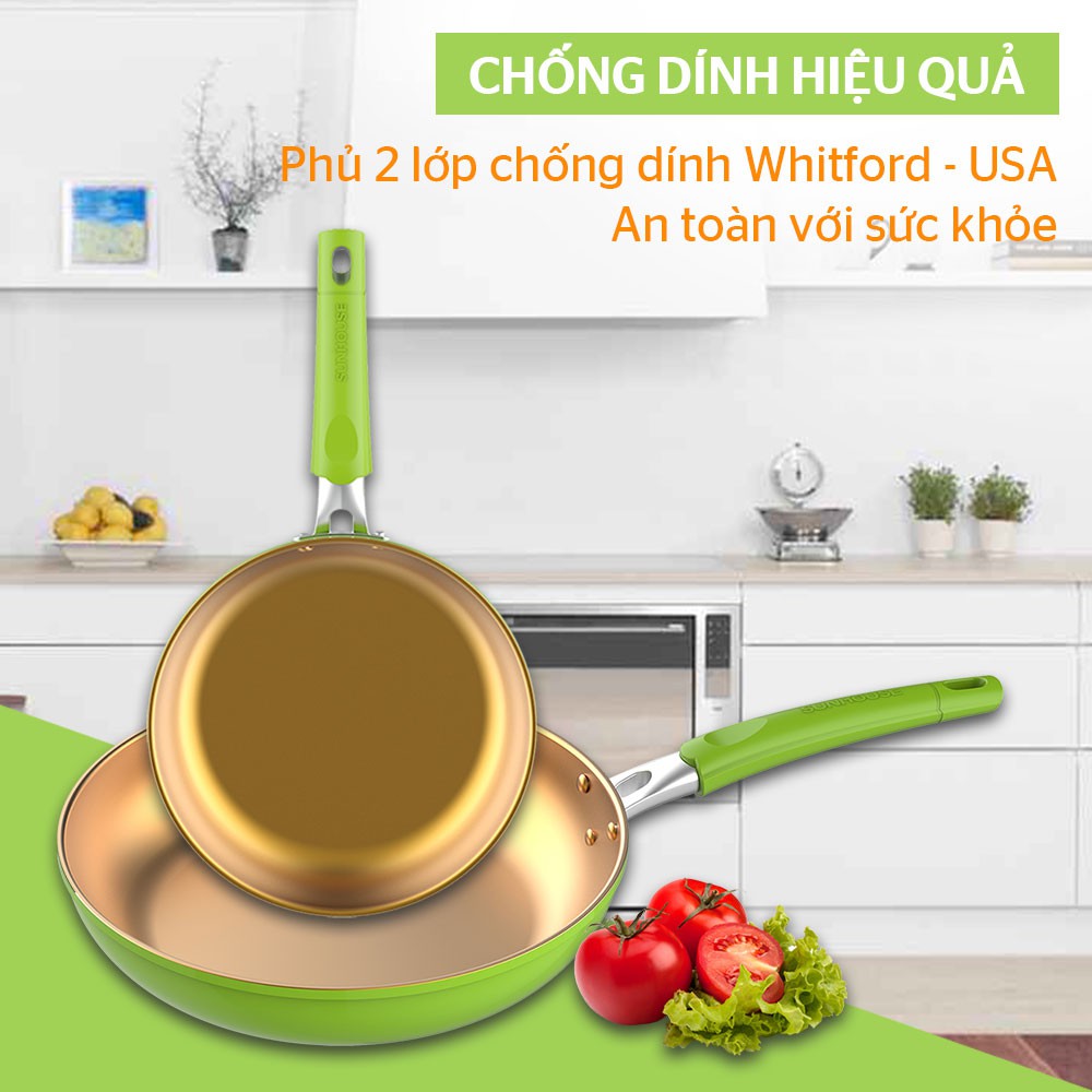 [Mã LIFEHL25 giảm 10% đơn350K] Cặp chảo chống dính đáy từ SUNHOUSE SHG112026MGC