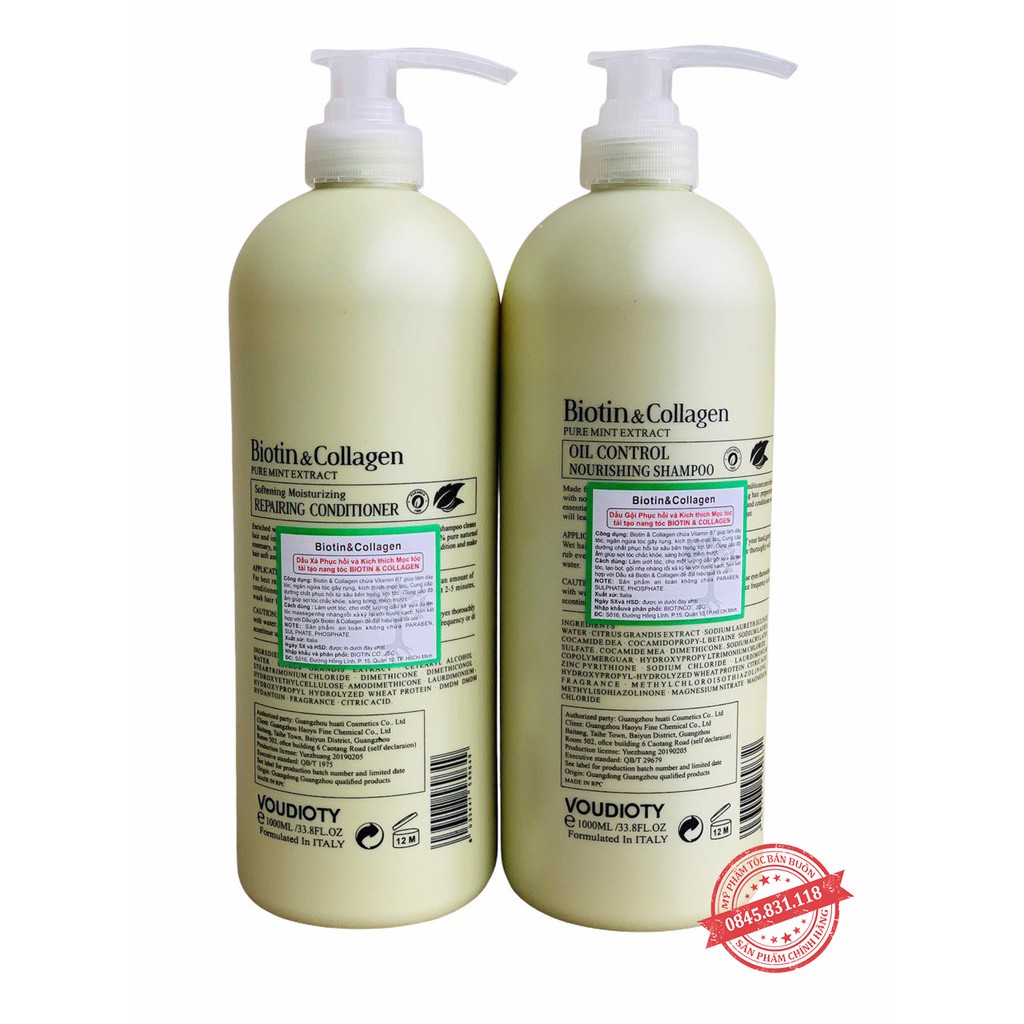 CẶP DẦU GỘI XẢ BIOTIN COLLAGEN 1000ML*2 | KIỀM DẦU Phục Hồi Tóc Hư Tổn, Khô Xơ, Gãy Rụng | Hàng Chính Hãng CT65 | BigBuy360 - bigbuy360.vn
