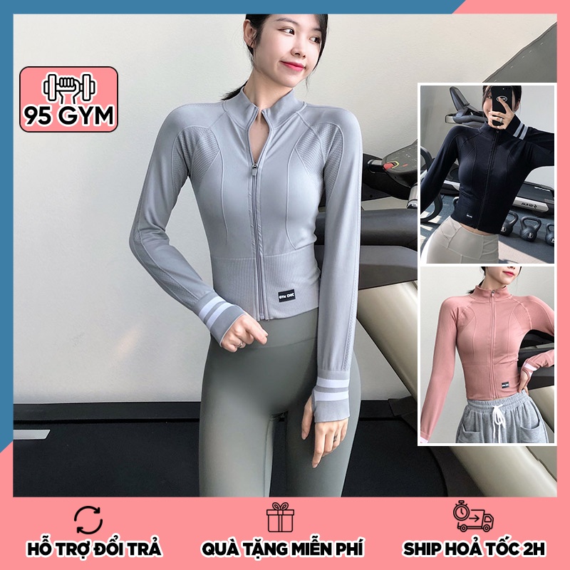 Áo khoác tập gym yoga nữ AK06 dáng áo croptop thể thao chất vải dệt mềm mịn co giãn tốt thấm hút mồ hôi