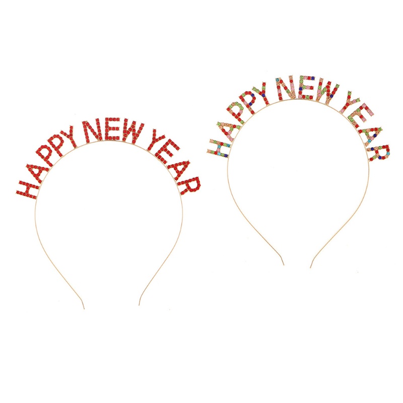 Băng Đô Cài Tóc Đính Đá Pha Lê In Chữ Năm Mới