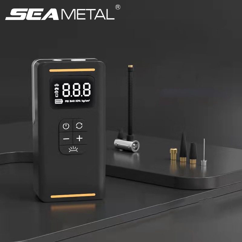 SEAMETAL Máy Bơm Hơi Không Dây 1800mAh 12V 120W Với Màn Hình Kỹ Thuật Số Thông Minh Cho Xe Hơi