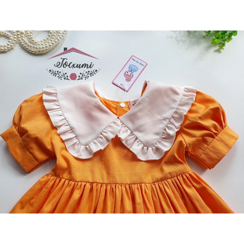 Váy tiểu thư cổ trắng viền bèo 4 màu xinh cho bé gái - Tocxumi