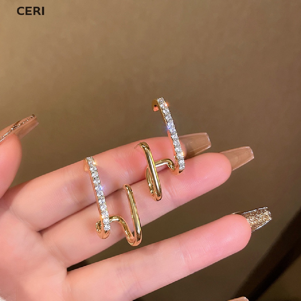 1 Cặp Khuyên Tai Đeo Vành Tai Đính Đá Zircon Nhỏ Nhắn Phong Cách Tối Giản Sang Trọng