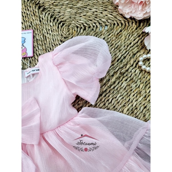 Váy công chúa tơ ánh nhũ hồng phấn siêu ngọt ngào - Tocxumi