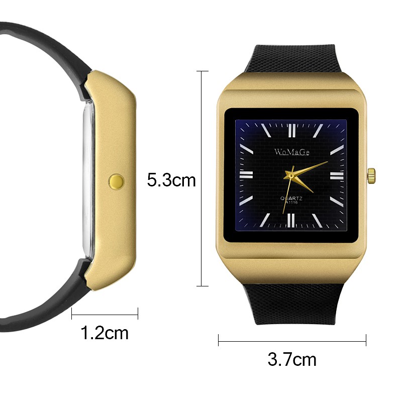 Đồng hồ dây silicon mặt chữ nhật thời trang cho nam