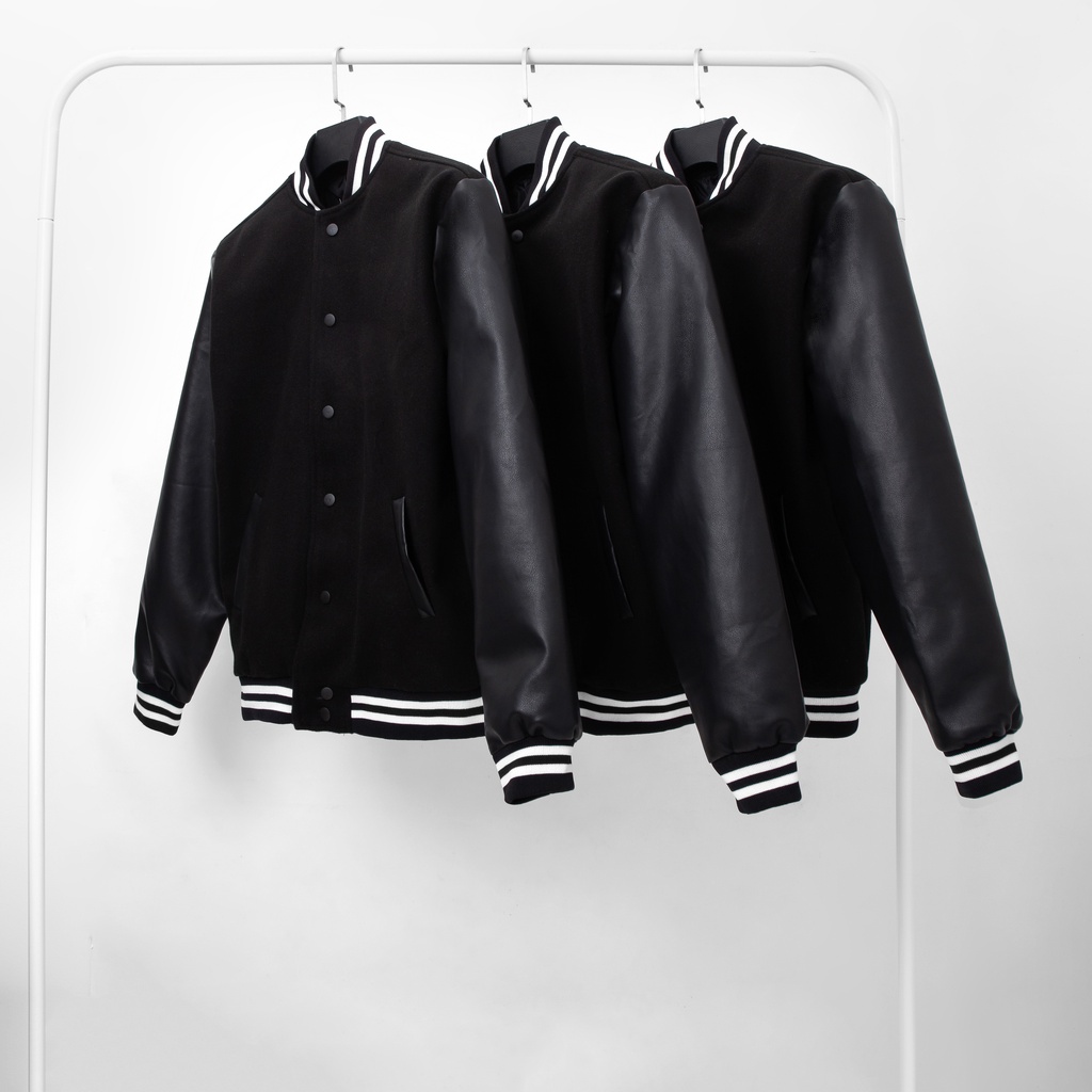Áo khoác bomber varsity tay da , Dricco