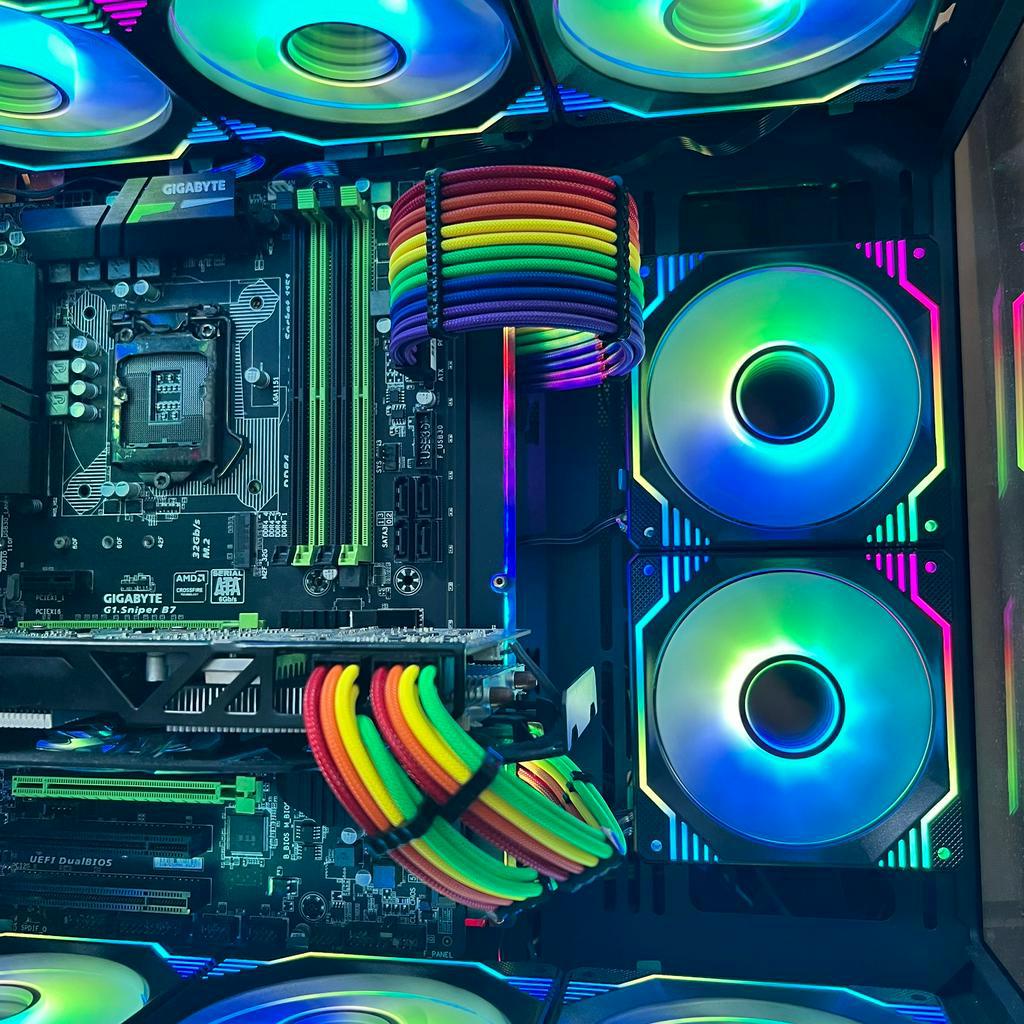Bộ Dây Nguồn Nối Dài Bọc Dù Colorful Mod Màu Cầu Vồng 7 Mầu - Hàng FullBox