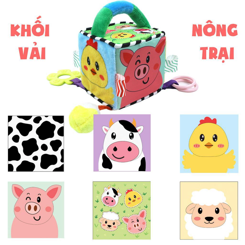 Khối vải luyện kỹ năng PiPoVietnam - Chủ đề các con vật nông trại, nhiều chất liệu, nhiều trò chơi cho bé