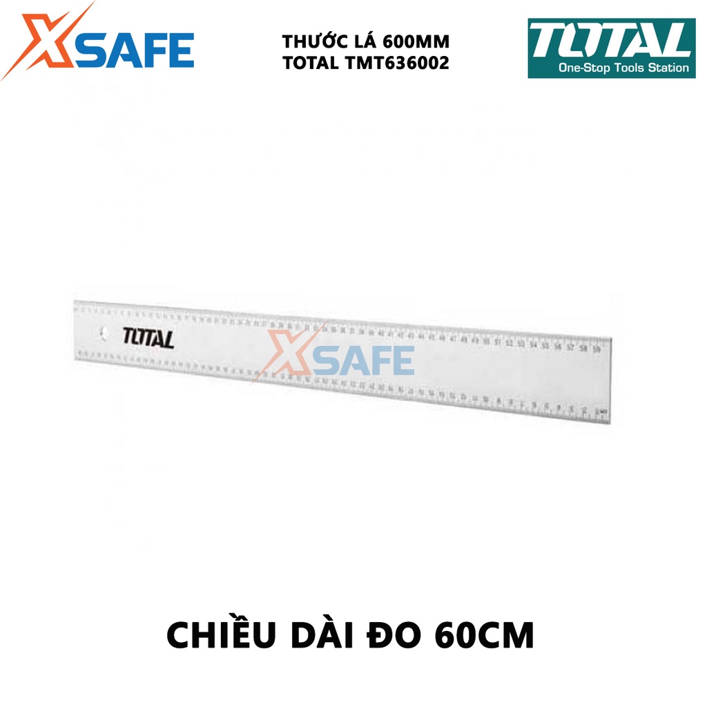 Thước đo TOTAL TMT636002 Thước lá dài 60cm, rộng 5cm, chất liệu nhôm anodized chịu nhiệt, chịu lực tốt, chống gỉ sét