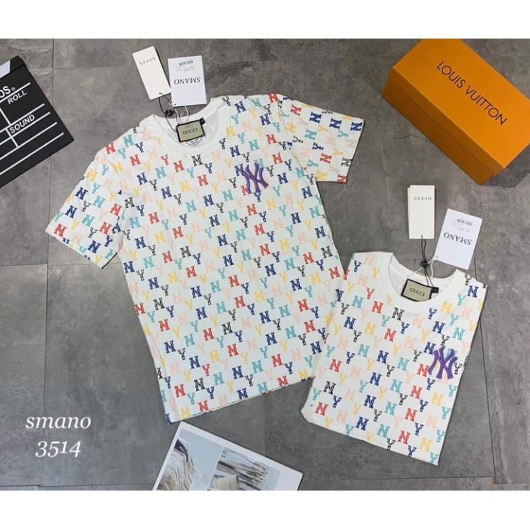 Áo phông NY ngũ sắc logo thêu, áo đôi nam nữ, áo thun cổ tròn - Bee Shop 🌺