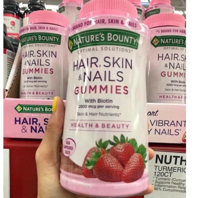 kẹo dẻo Nature’s Bounty Hair, Skin & Nails Gummies with Biotin  2,500 mcg date 5/22