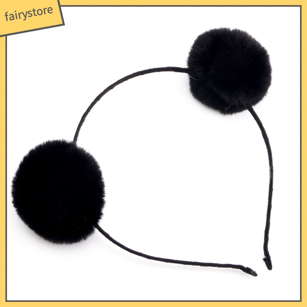 Băng Đô Cài Tóc Hình Tai Thỏ Phối Cục Bông Đáng Yêu Dành Cho Bé Gái