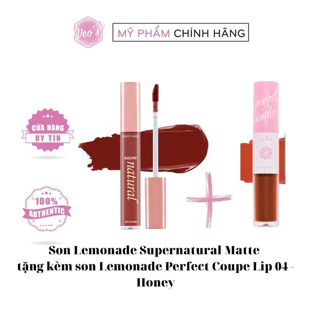 Son kem lì Lemonade Supernatural Lip Cream tặng kèm 1 son Lemonade màu 04- Honey