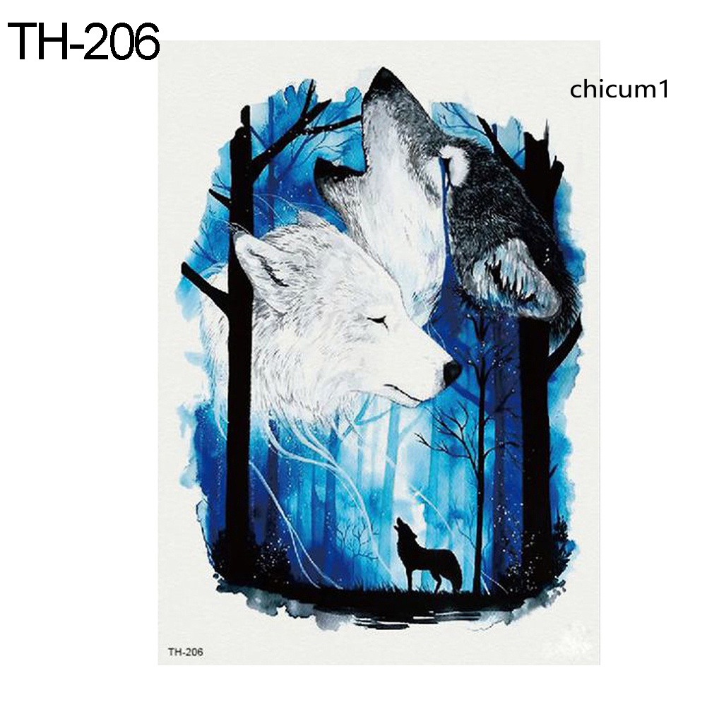 Hình Xăm Dán Tạm Thời Chống Nước Hình Đầu Sói Độc Đáo