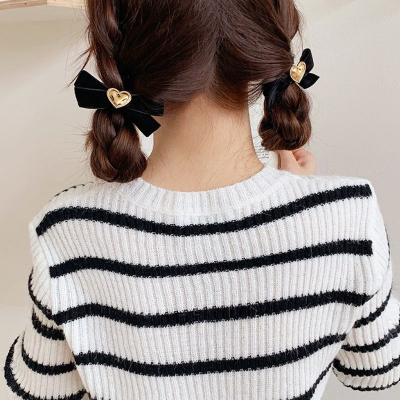 Kẹp tóc nơ vải nhung phong cách vintage Hàn Quốc ngọt ngào cho nữ