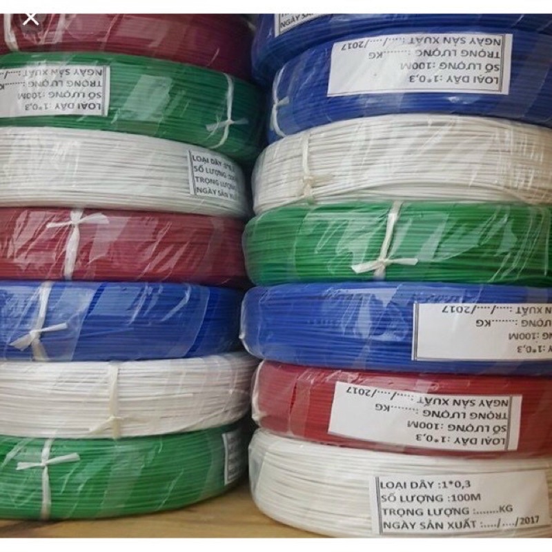 Dây điện 1x0.3mm2 lõi đồng đỏ mềm - Cuộn 100 mét