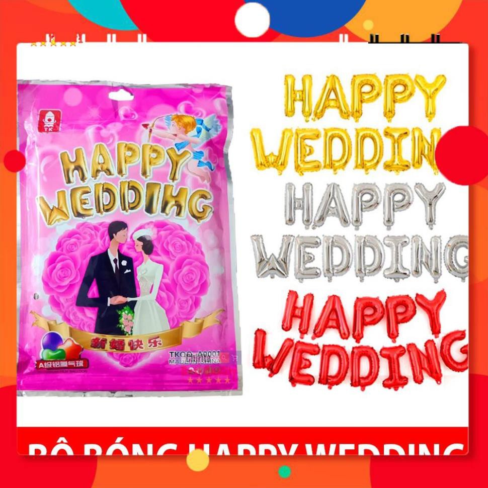 Bộ Bóng Trang Trí Chữ HAPPY WEDDING - Bong Bóng Trang Trí Tiệc Cưới Nhiều Màu A0001