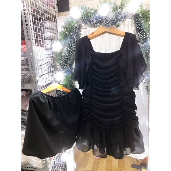 ĐẦM NHÚN HOA PHOM NGẮN  By Linh Nguyễn