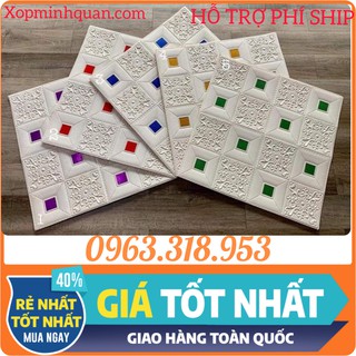Xốp Dán Tường 3d Hoa Văn Giả Da Đính Kim Tuyến - Khổ Lớn 70 x 70Cm
