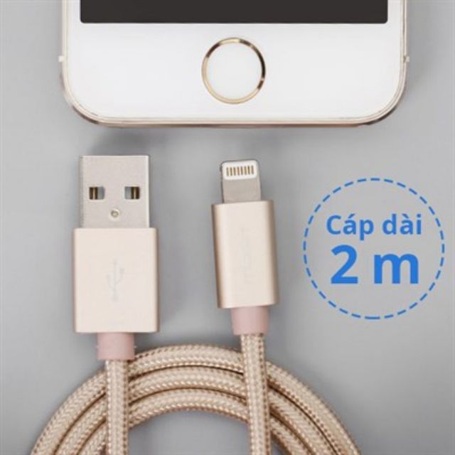 Cáp Lightning MFI 2 m Mbest DS287-WB Gold