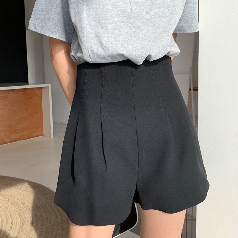 Quần short ống rộng nữ lưng cao Thiết kế Hàn Quốc Quần đùi sooc đen nữ cạp cao Thời trang