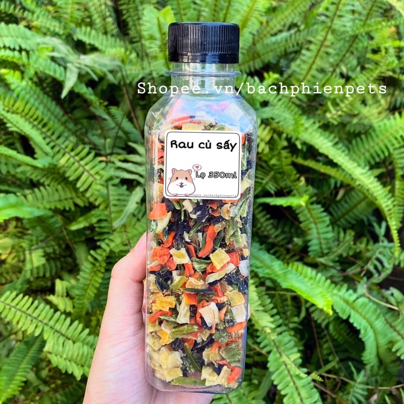 Thức Ăn cho Hamster, Thỏ, Bọ snack rau củ sấy lọ 350ml