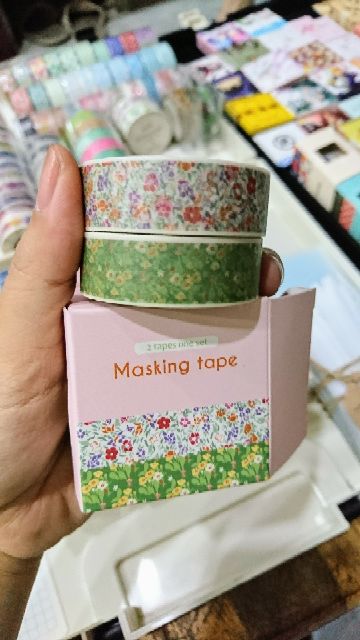 Băng dính trang trí washi tape đồng giá - 1 set gồm 2 cuộn