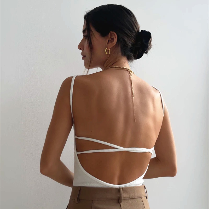 W[]-Women´s Bodysuit Contrast Panel Sleeveless Sling Design Open Back Slim Fit Summer Jumpsuit | BigBuy360 - bigbuy360.vn