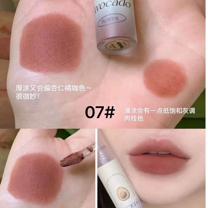 FLORTTE Kiss You Matte không thấm nước lâu trôi màu đỏ nâu hồng chất lỏng Son môi make up lipstick