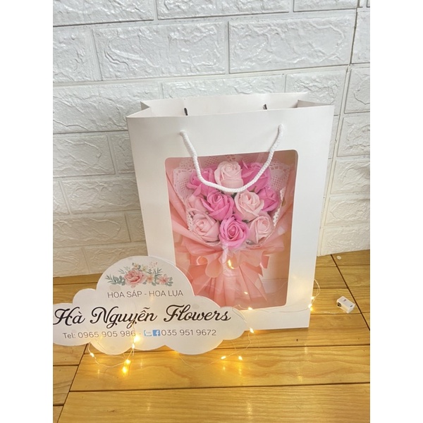 [sét hoa sinh nhật - quà tặng công ty]-sỉ combo 10 sét bó hoa hồng 10 bông sáp cao cấp bao gồm túi thiệp