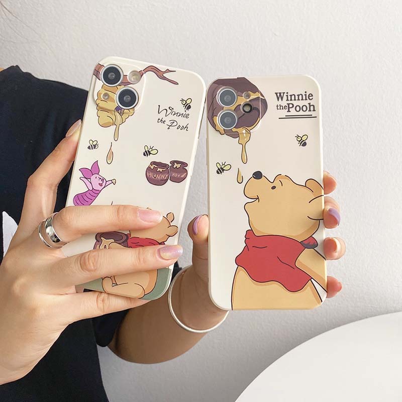 Ốp Lưng Iphone Cạnh Vuông,Bảo Vệ Camera Hình Gấu Ăn Mật 7plus,8plus,x,xs,xsmax,11,11promax,12,12promax,13,13promax