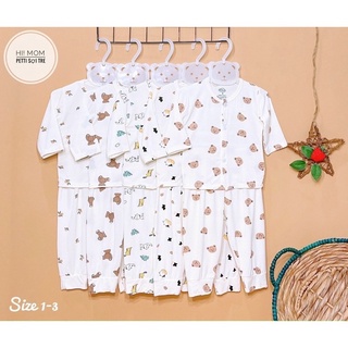 Bộ Sơ Sinh Họa Tiết Dài Tay Chất Pettit Khuyu Cài Giữa Himom Cho Bé 3-8Kg ( mẫu Bò sữa , quả chanh và các hình)