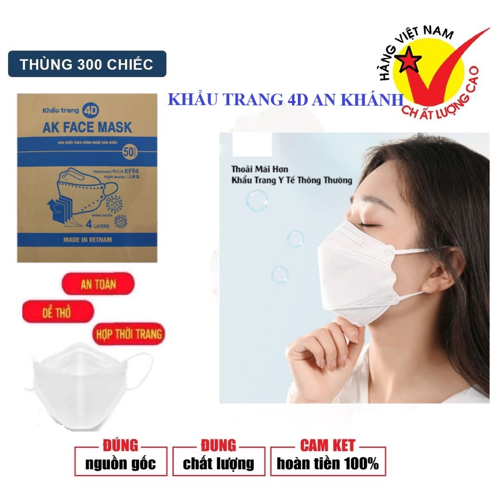 Khẩu Trang Kháng Khuẩn 4D Mask KF94 Thiết Kế Thông Minh Ôm Sát Khuôn Mặt [SET 10 CHIẾC]