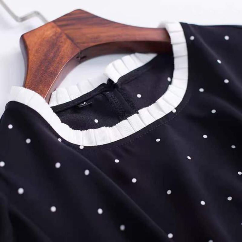 váy chấm bi dáng suông siêu xinh bầu bí bon chen