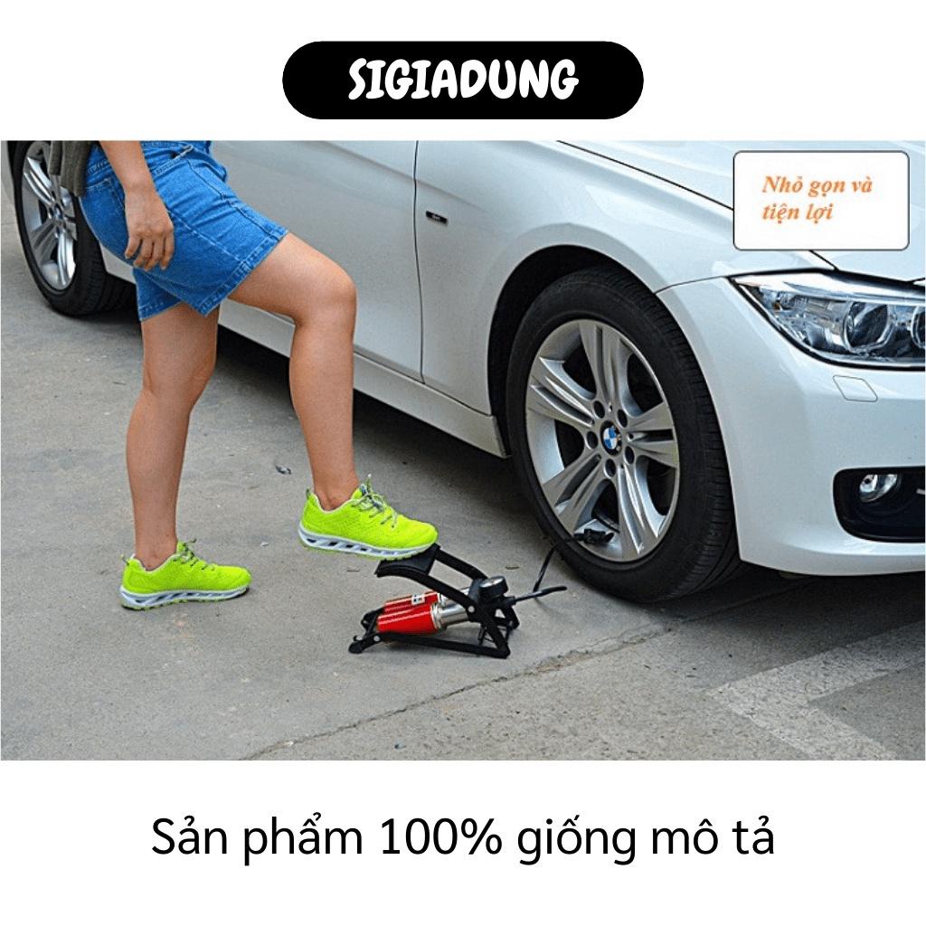 [SGD] Bơm Xe Máy - Dụng Cụ Bơm Xe Lốp Ô Tô, Xe Đạp Đạp Chân 2 Ống, Có Đồng Hồ Đo Áp Suất 9250