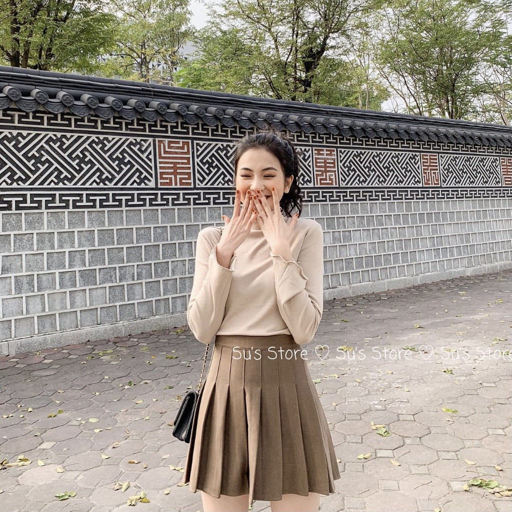 Chân váy xếp li dạ trơn CV164 SUSTORE