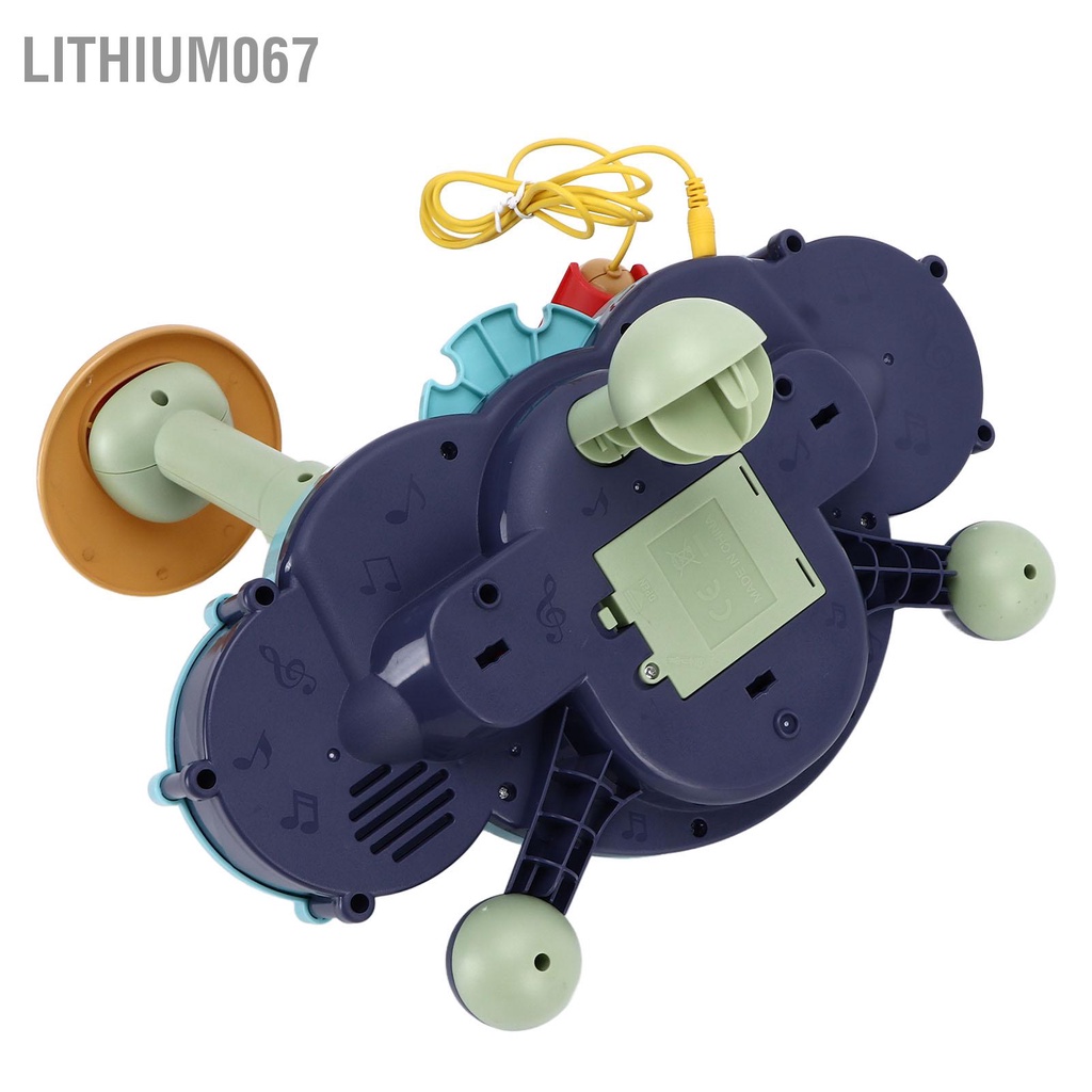 Lithium067 đồ chơi Bộ trống cho trẻ mới biết đi Điện tử đa chức năng An toàn Màu sắc tươi sáng Dụng cụ bé có micrô món quà