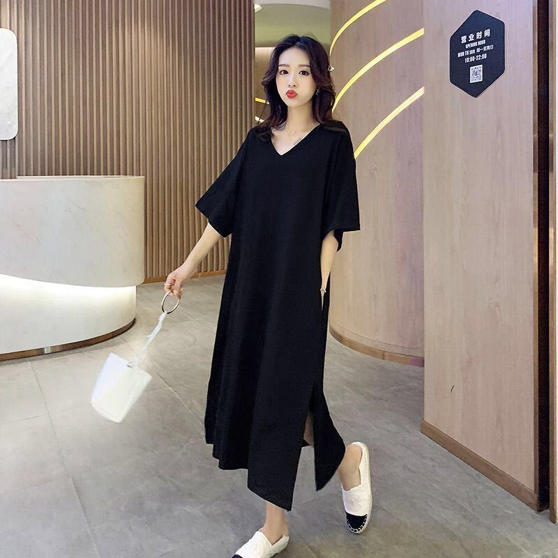 Đầm Dáng Rộng Tay Lửng Plus Size 200-300jin Cho Nữ