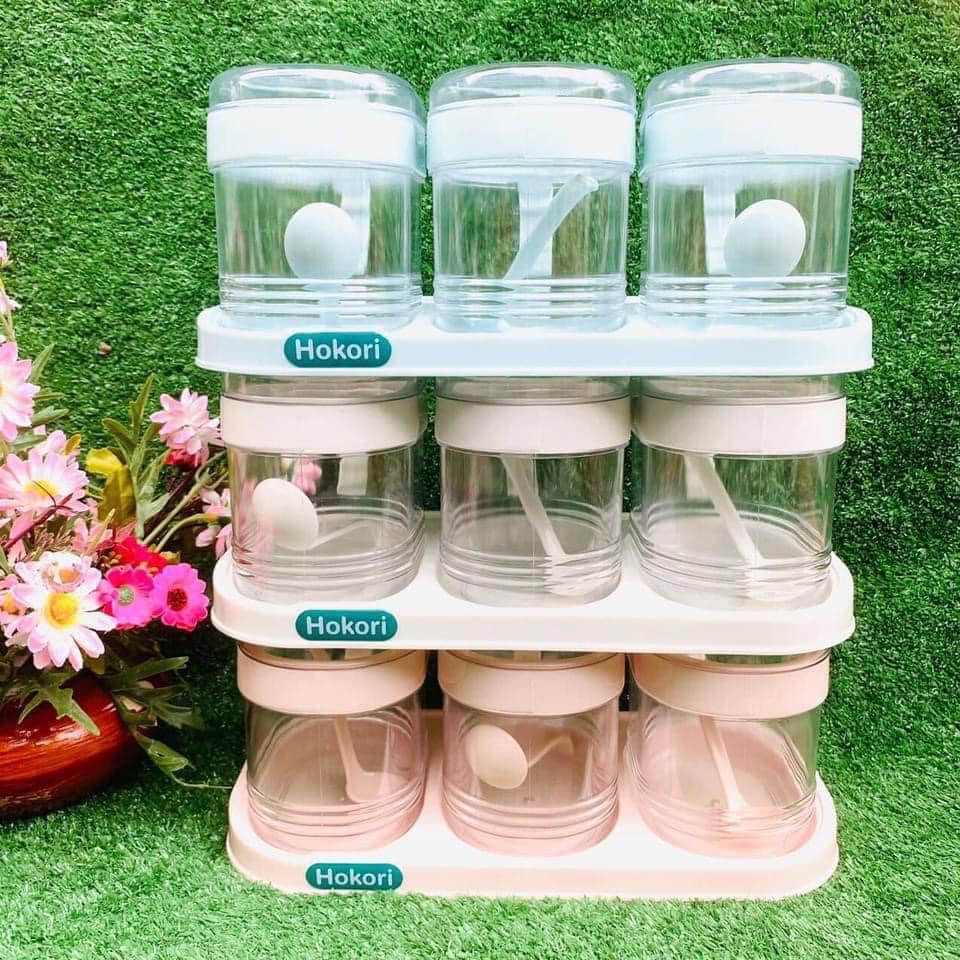 Bộ 3 Hủ Gia Vị Cao Cấp Kèm Muỗng Hokori